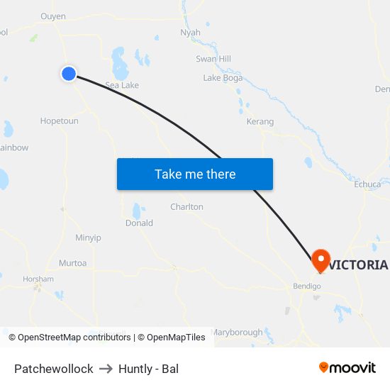 Patchewollock to Huntly - Bal map