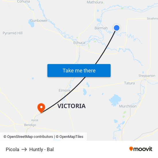 Picola to Huntly - Bal map