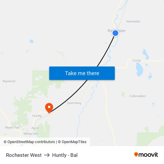 Rochester West to Huntly - Bal map