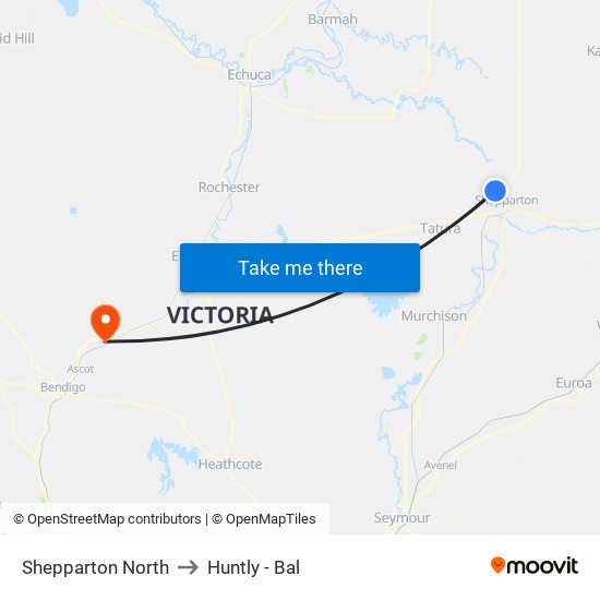 Shepparton North to Huntly - Bal map