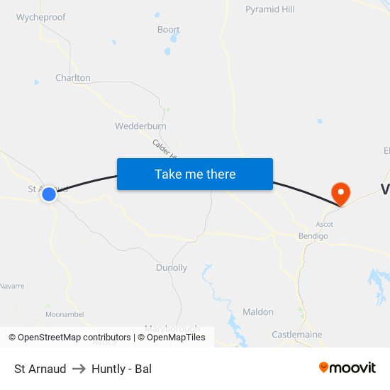 St Arnaud to Huntly - Bal map