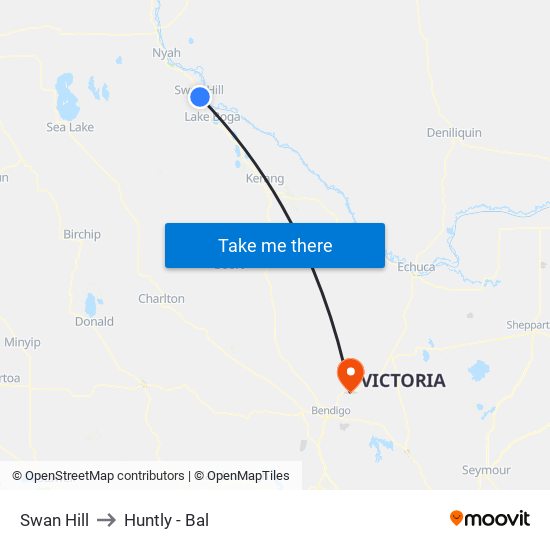 Swan Hill to Huntly - Bal map