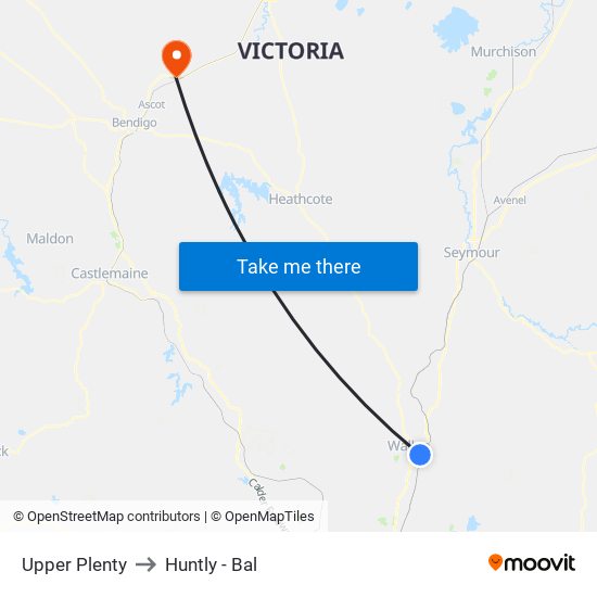 Upper Plenty to Huntly - Bal map