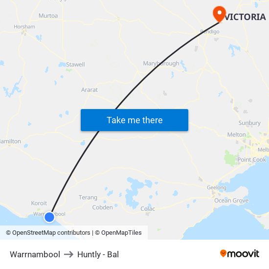 Warrnambool to Huntly - Bal map