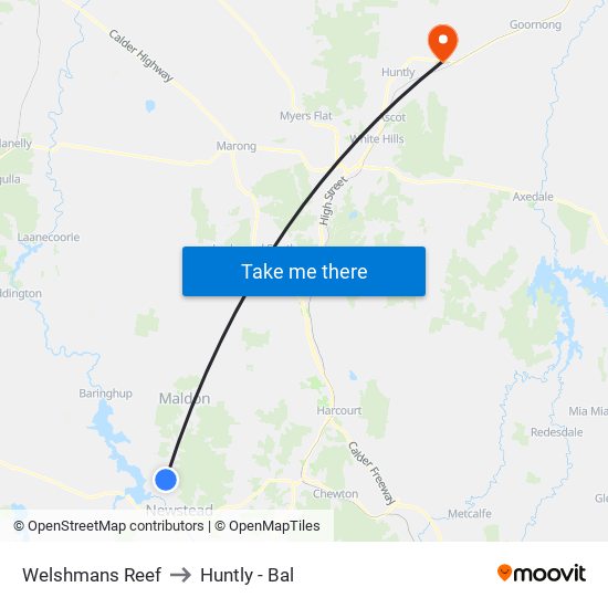 Welshmans Reef to Huntly - Bal map