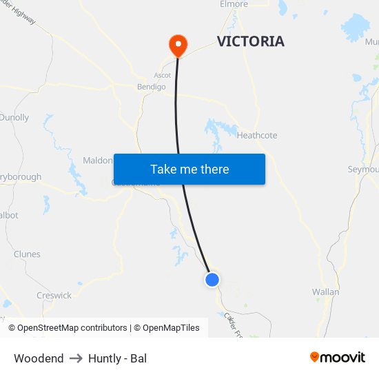 Woodend to Huntly - Bal map