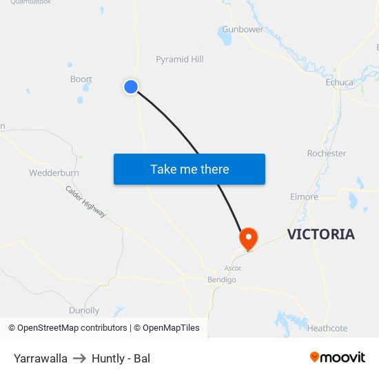 Yarrawalla to Huntly - Bal map