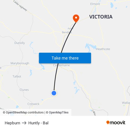 Hepburn to Huntly - Bal map