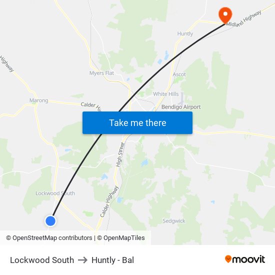 Lockwood South to Huntly - Bal map