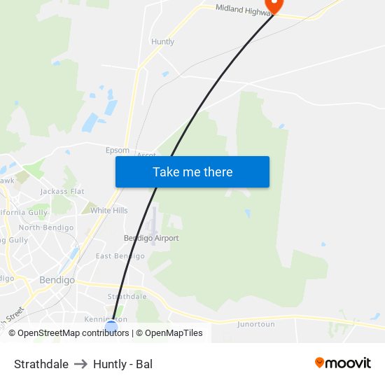 Strathdale to Huntly - Bal map