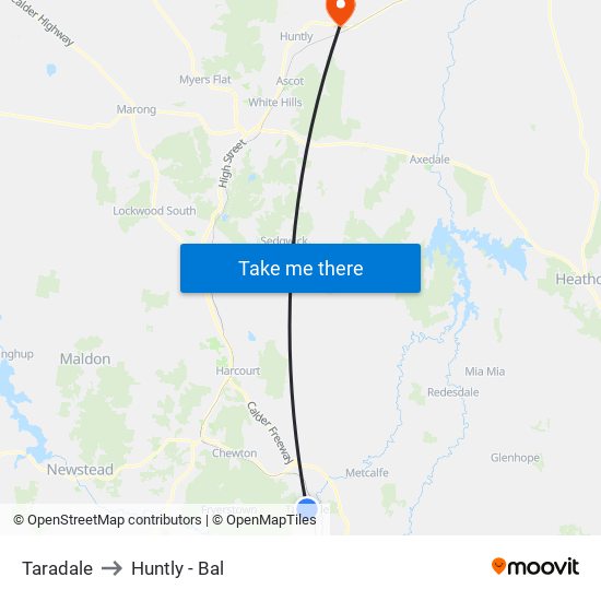 Taradale to Huntly - Bal map