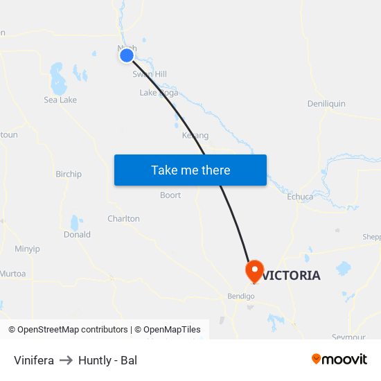 Vinifera to Huntly - Bal map