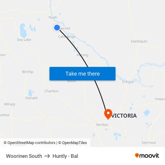Woorinen South to Huntly - Bal map