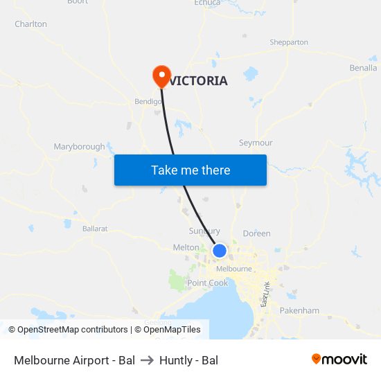 Melbourne Airport - Bal to Huntly - Bal map