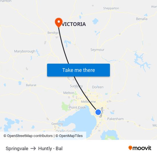 Springvale to Huntly - Bal map
