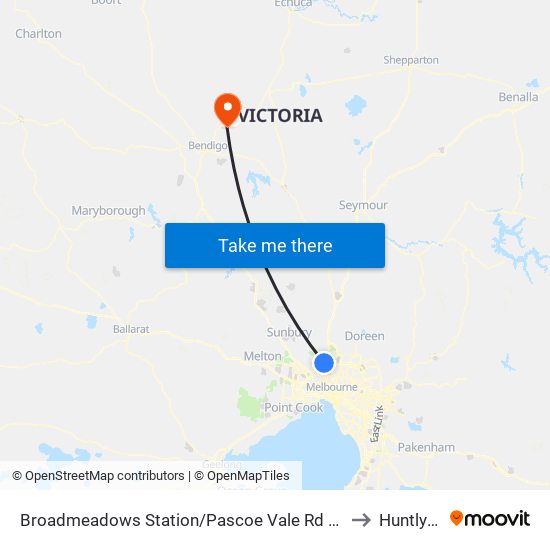 Broadmeadows Station/Pascoe Vale Rd (Broadmeadows) to Huntly - Bal map