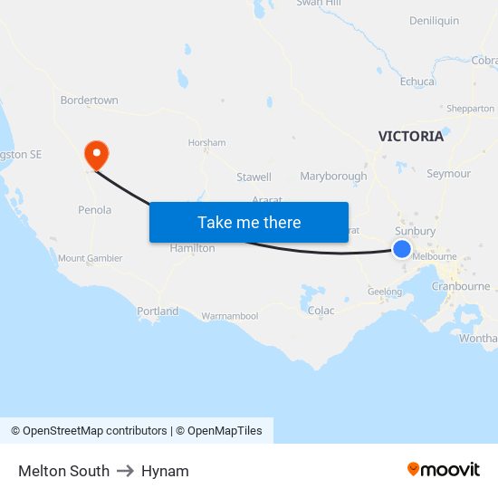 Melton South to Hynam map
