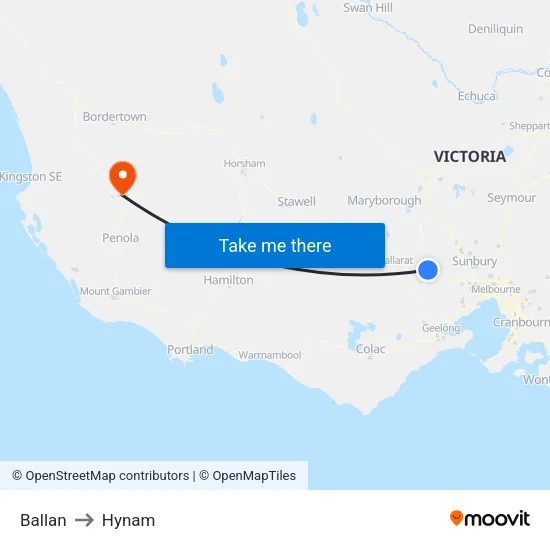 Ballan to Hynam map