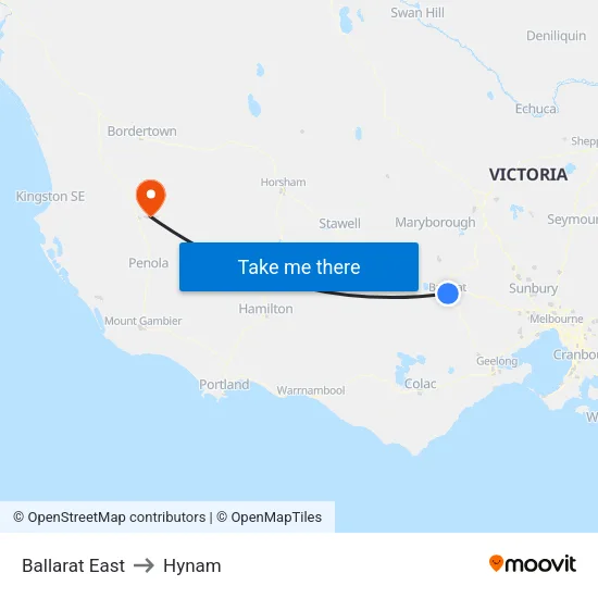 Ballarat East to Hynam map