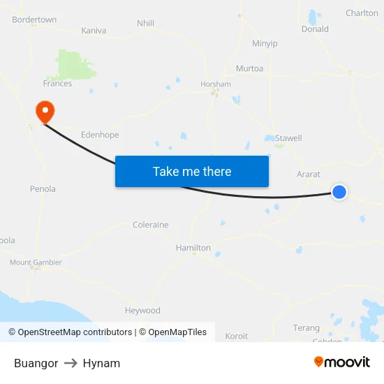 Buangor to Hynam map