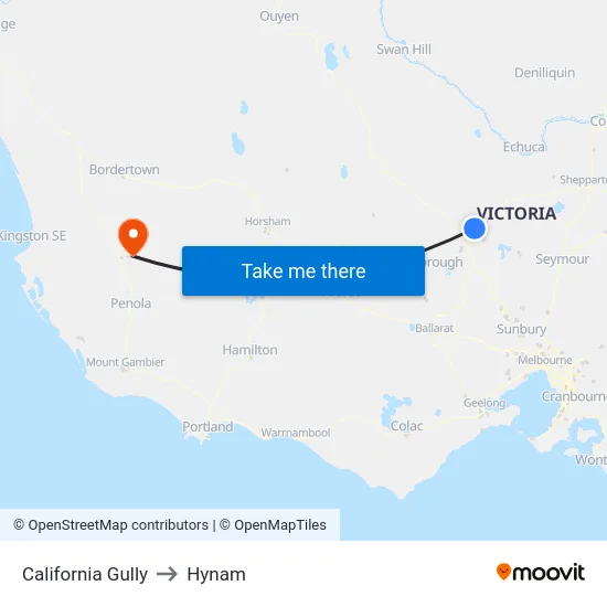 California Gully to Hynam map