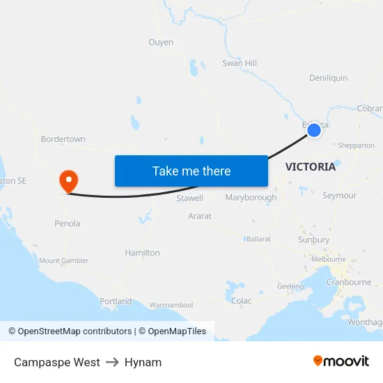 Campaspe West to Hynam map