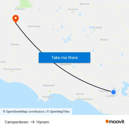 Camperdown to Hynam map