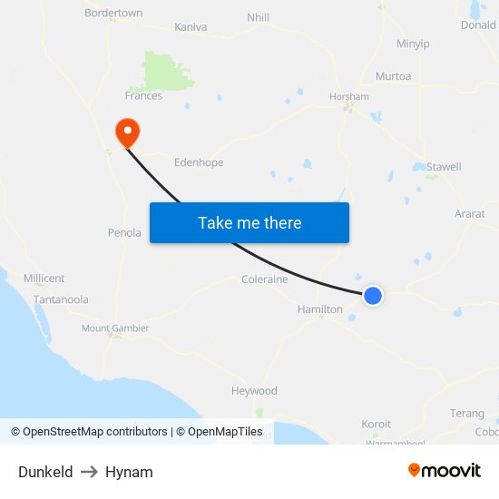 Dunkeld to Hynam map