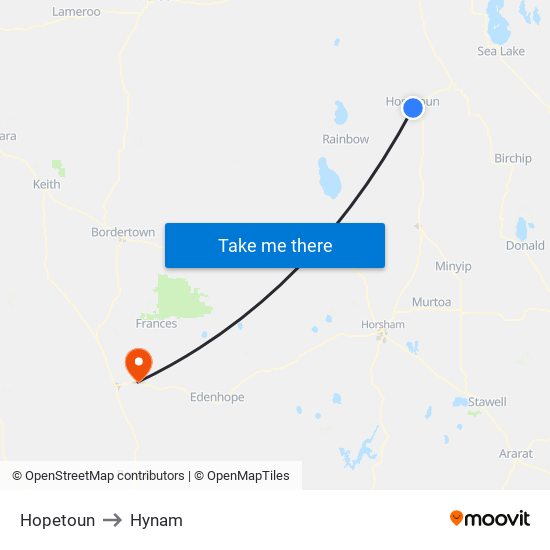 Hopetoun to Hynam map