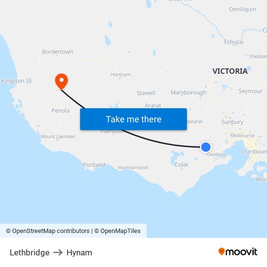 Lethbridge to Hynam map