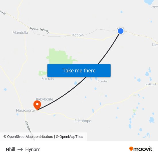 Nhill to Hynam map