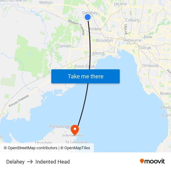 Delahey to Indented Head map