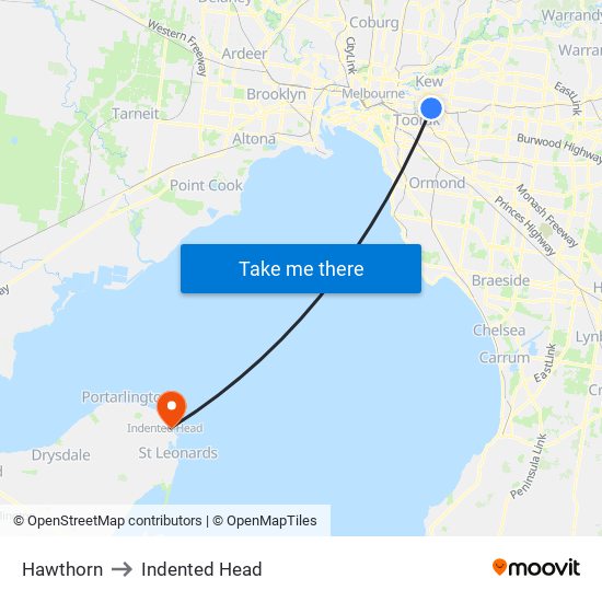 Hawthorn to Indented Head map