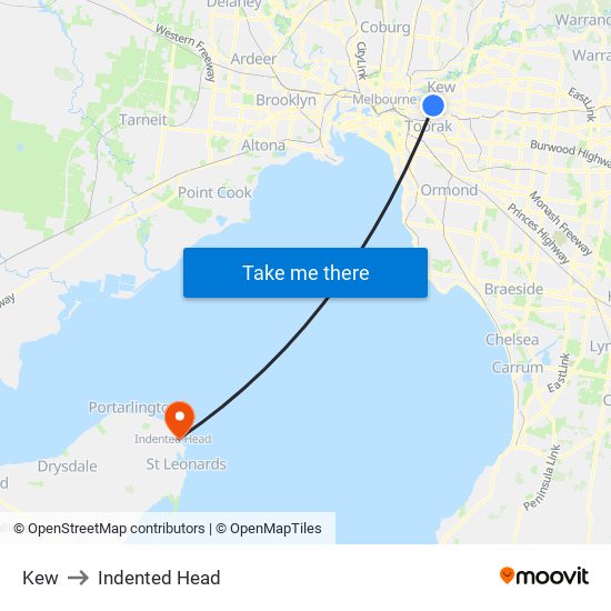 Kew to Indented Head map