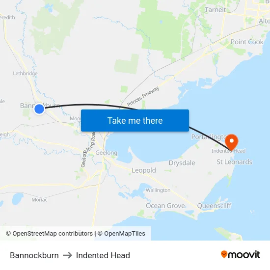 Bannockburn to Indented Head map