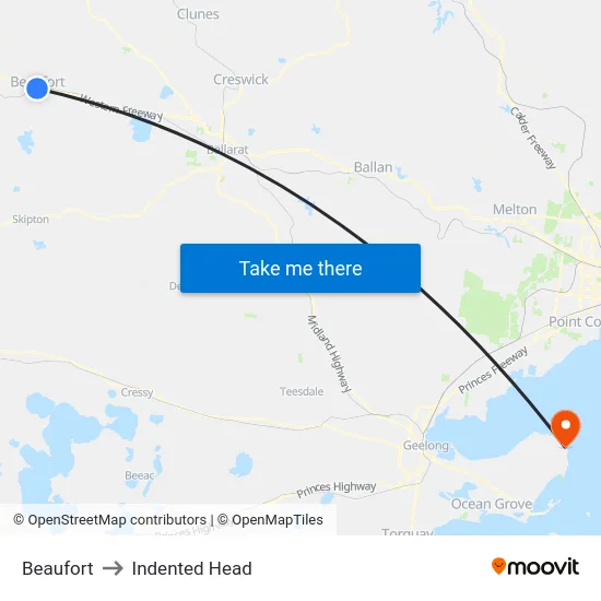 Beaufort to Indented Head map