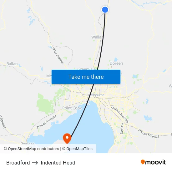 Broadford to Indented Head map