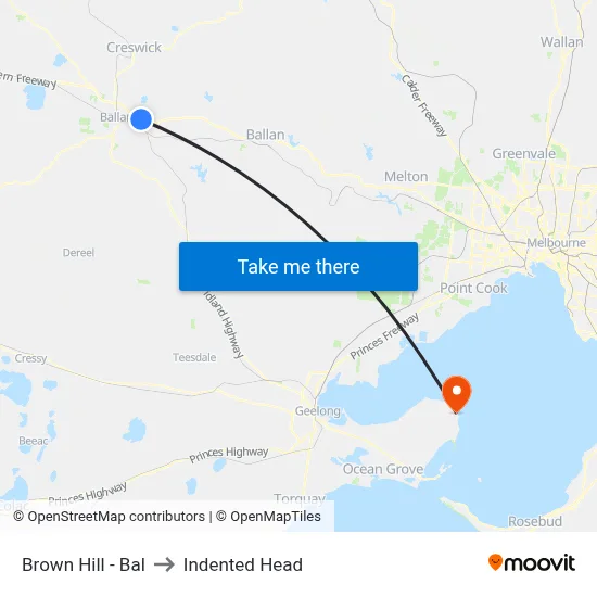Brown Hill - Bal to Indented Head map