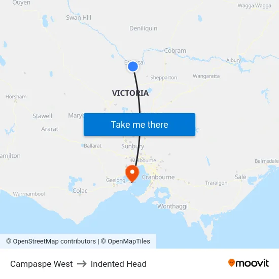 Campaspe West to Indented Head map