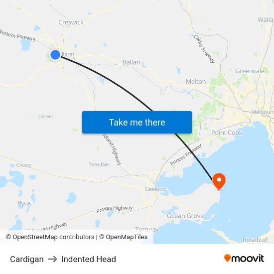 Cardigan to Indented Head map