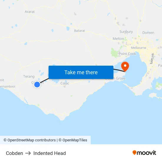 Cobden to Indented Head map