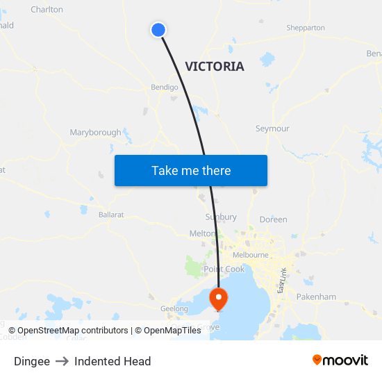 Dingee to Indented Head map