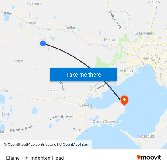 Elaine to Indented Head map