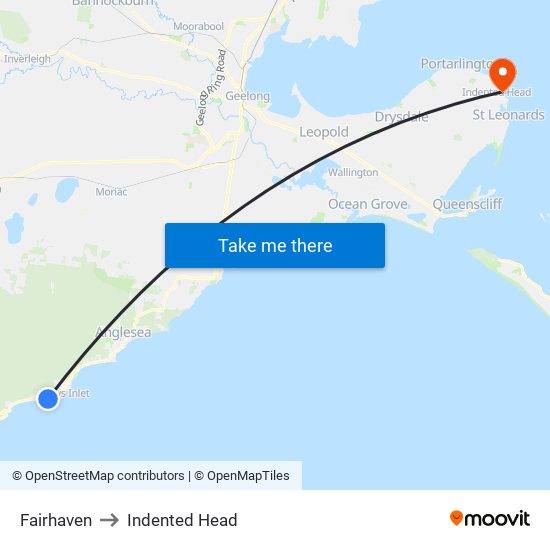 Fairhaven to Indented Head map