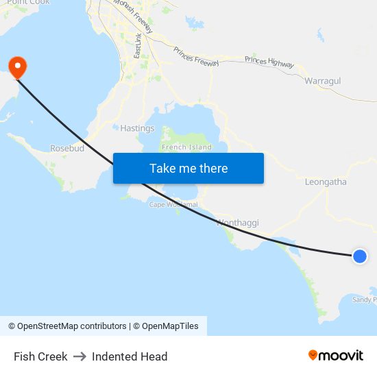 Fish Creek to Indented Head map