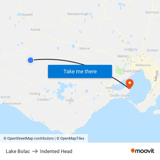 Lake Bolac to Indented Head map