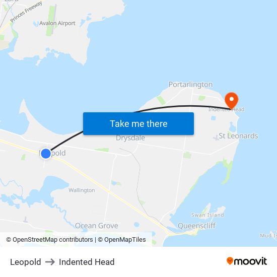 Leopold to Indented Head map