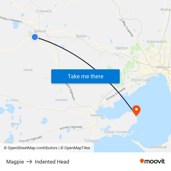 Magpie to Indented Head map
