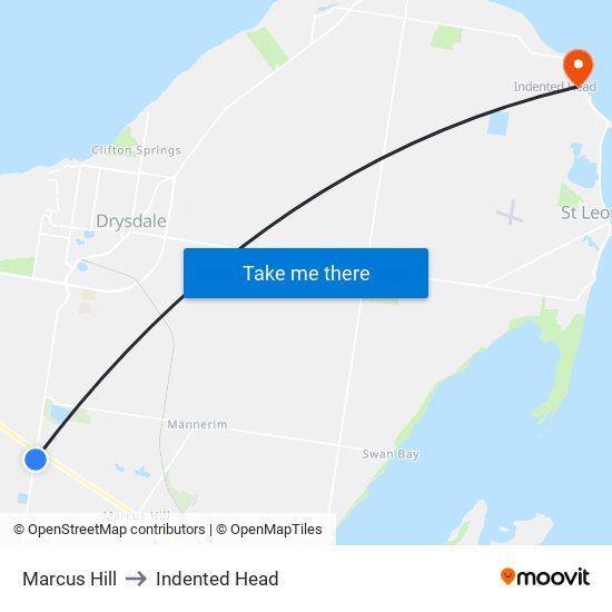 Marcus Hill to Indented Head map