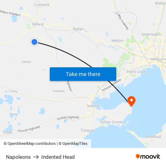 Napoleons to Indented Head map